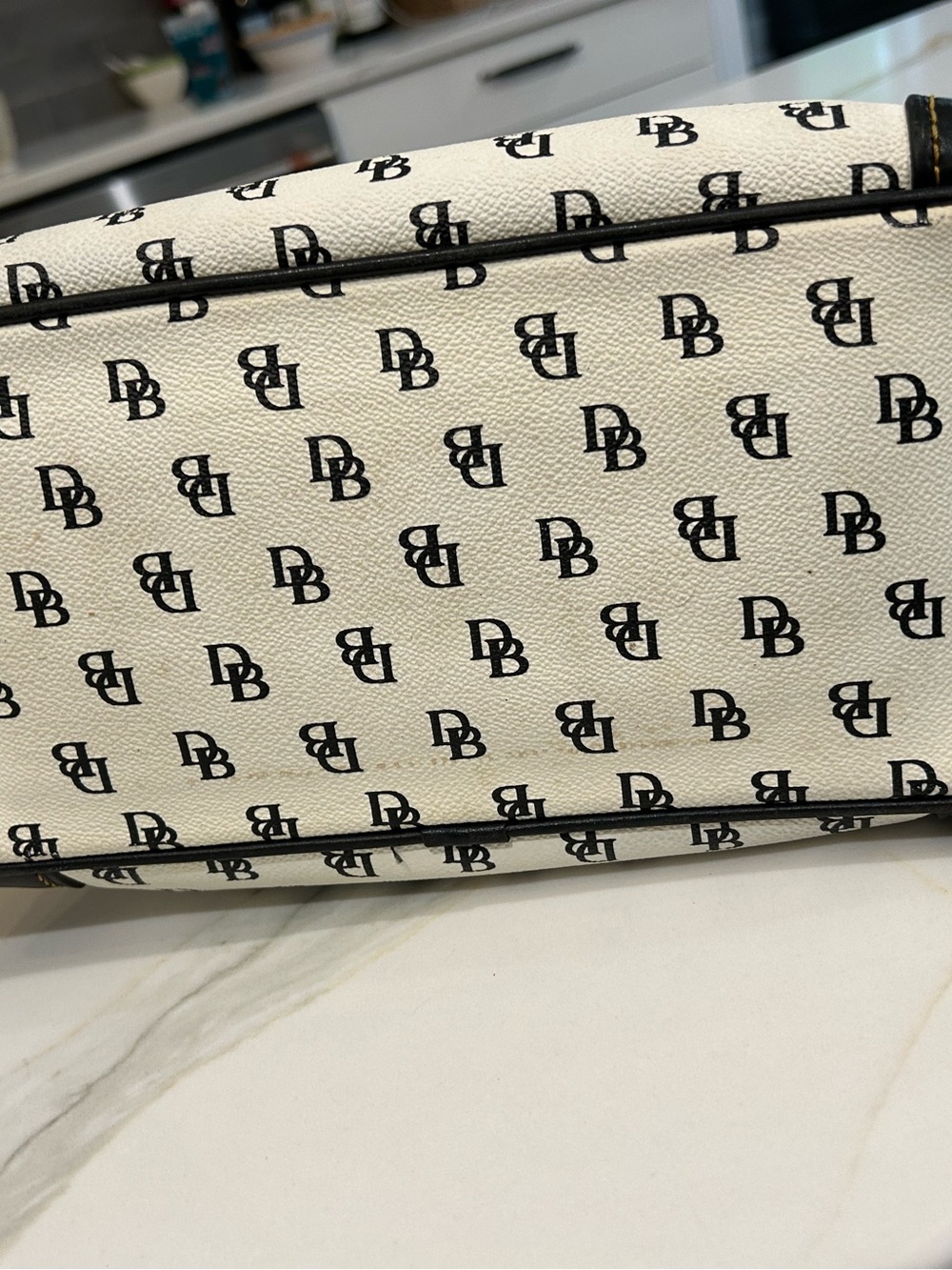 Dooney & Bourke White/Black Signature Canvas Hobo Bag - Picture 2 of 4